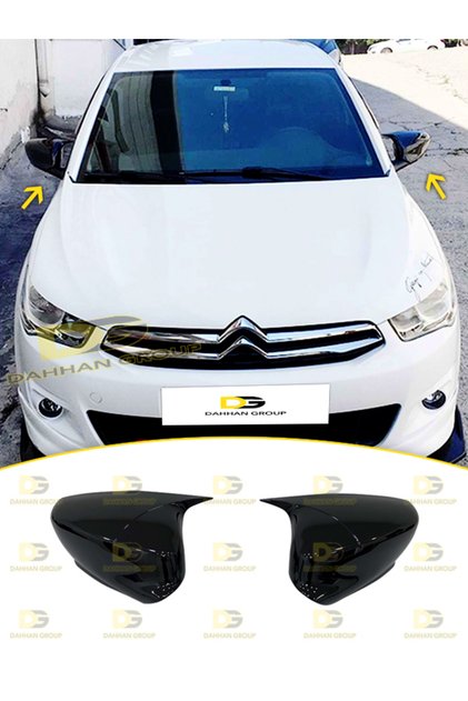 Citroen C Elysee 2013 - 2023 Batman Yarasa Ayna Kapağı Parlak Siyah ABS Plastik Seti