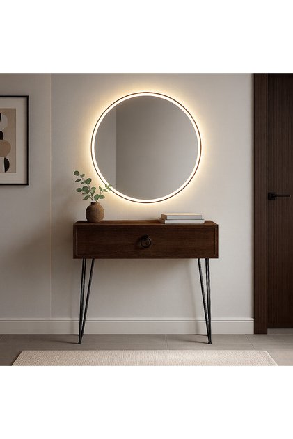 Barok Metal Ayaklı Modern Dresuar – 80x20x20 cm, Suntalam, Minimalist Antre ve Salon Konsol Dolabı