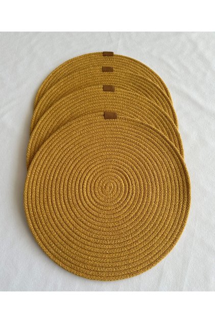 Round Placemat, Table Decor Supla Mustard 33cm Set of 4