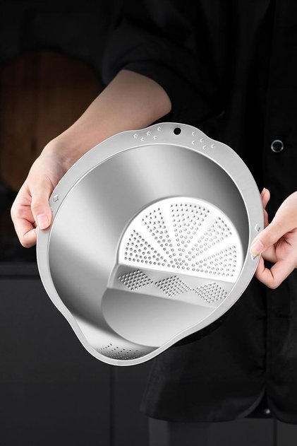 304 Steel Strainer Kitchen Vegetable Bean Rice Washing Pasta Strainer Mt113