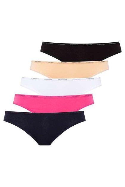 Licensed 47% Modal 47% Cotton Low Waist Colorful 5-Piece Special Boxed Package / Black-White-Skin-Navy Blue-Fuchsia