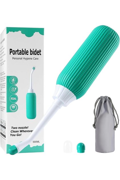 Multi-Purpose Water Bottle, Portable Bidet with Retractable Nozzle (Green, 500ml)