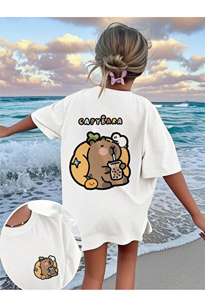 SVART WEAR Capybara Dijital Baskılı %100 Pamuk Kız Çocuk Fancy