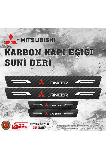 Mıtsubıshı Lancer Uyumlu Deri Karbon Kapı Eşiği Koruyucu Bant 4 adet