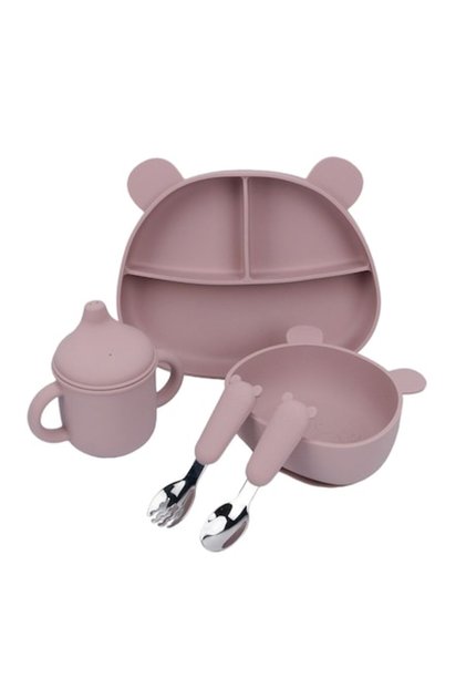 Set 5 piese hranire bebelusi si copii Mixbo, silicon, 6 luni +, lila