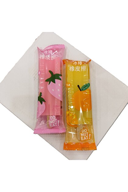 2Pcs Large Size Stick Ice Cream Shaped Eraser (Pink/Yellow) (10cm)