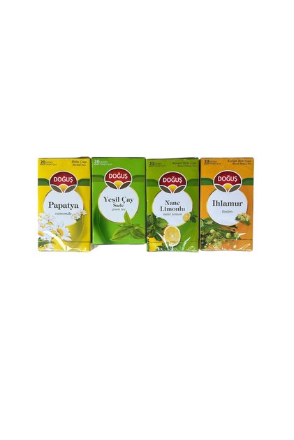 Bitki ve Meyve Çayı Karışık Paket 4’lü (Papatya, Yeşil Çay, Nane Limon, Ihlamur) - 20’li Poşet