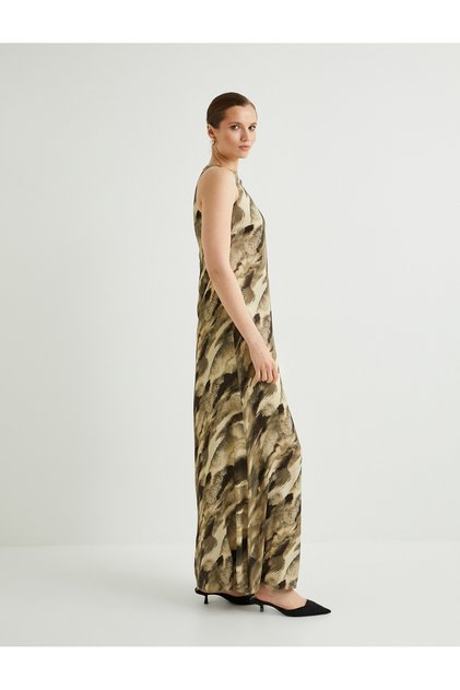 Green Women's Halter Neck Long Dress