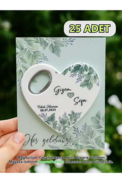 PoyrazReklamTasarım Kartlı Jelatinli Kalp Magnet Açacak, Nişan