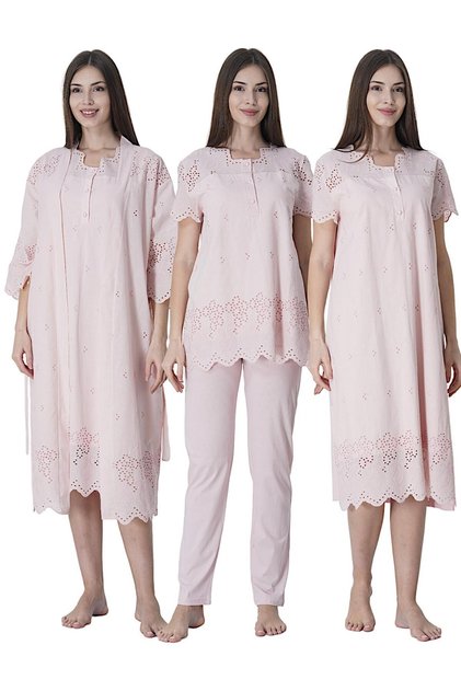 Effortt Powder Scalloped Pregnant Maternity Set