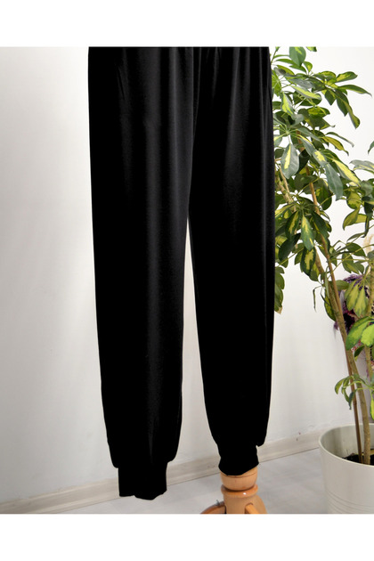 بنطلون قطن ممشط أسود نسائي | S-4XL | حجاب مريح | ملابس العمرة واليومية