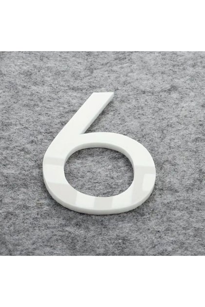Apartment -Wall - Door Number 3 mm Laser Cut White Plexiglass Self Adhesive Number - 6 Six