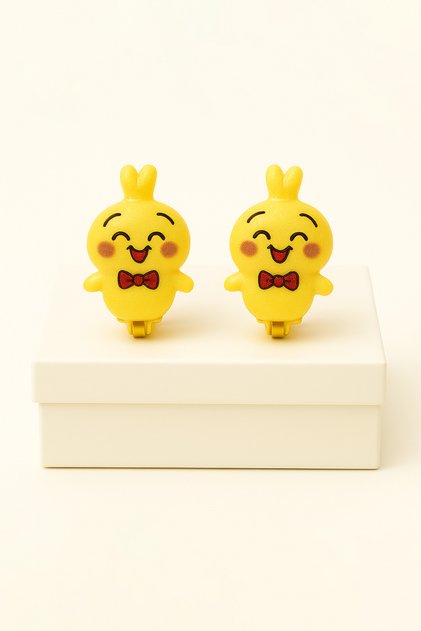 Sweet Animal Figured Design Polka Dot Compression Earrings for Perforated Ears
