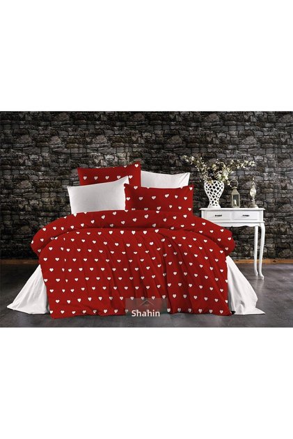 Red Heart Duvet Cover Set Bed Sheet Elastic Single Duvet Cover Set