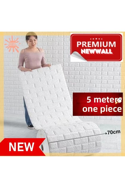 Tapet autoadeziv Panou flexibil din spumă 70x500cm (3,5 m2) Alb cu model cărămidă 3D Home Office