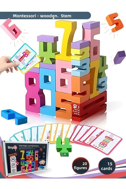 Montessori Wooden Number Blocks | Preschool Educational Math Toy, Stem, Motor and Intelligence Development