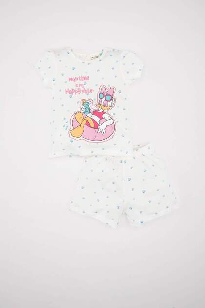 Baby Girl Pajamas Set Daisy Duck Combed Cotton Short Sleeve Top with Elastic Waist Shorts Bottom C5070A524Hs