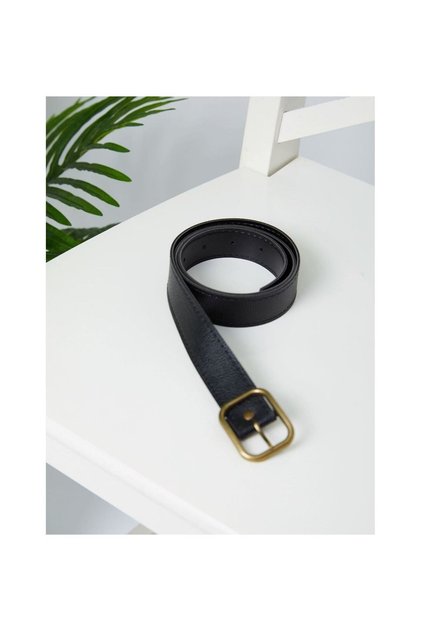 Faux Leather Belt - Tan Black-