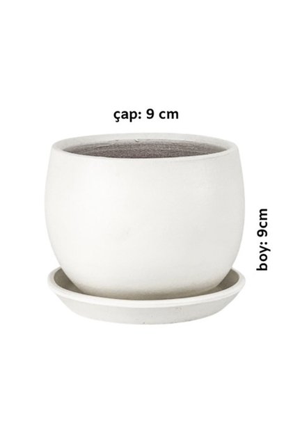 Curvy Terra Cotta Saksı - Beyaz 9cm