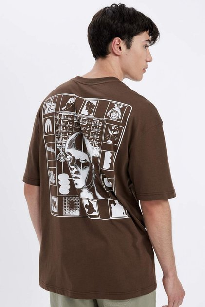 Comfort Regular Fit Comfortable Fit Crew Neck Back Printed Short Sleeve T-Shirt C5753Ax24Hs