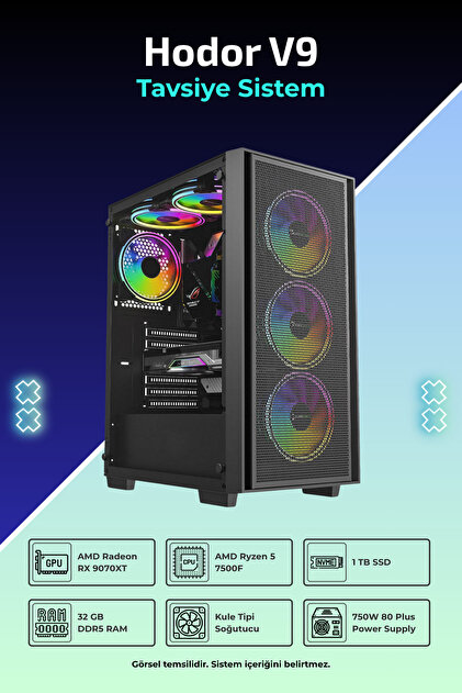 S IDEWINDER COMPACTⅡ incehesap Hodor V9 R5-7500F 32GB RAM 1TB SSD 16GB RX9070XT FreeDos