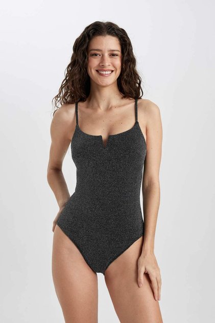 Regular Fit Simli Kumaş Bürümcük Mayo-Fall in Love B6881AX24SM