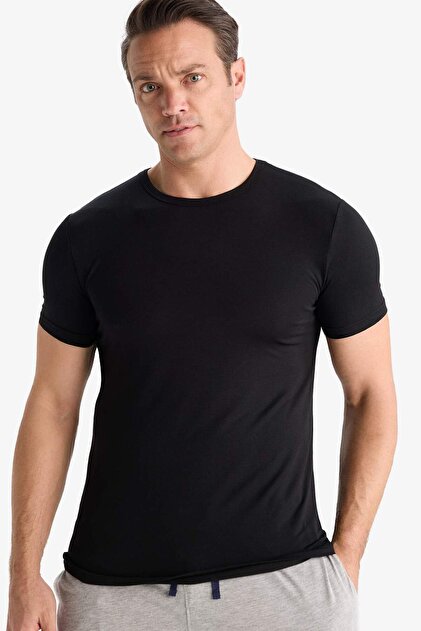 Defacto Long Muscle Fit Bisiklet Yaka Basic Düz Kısa Kollu Tişört