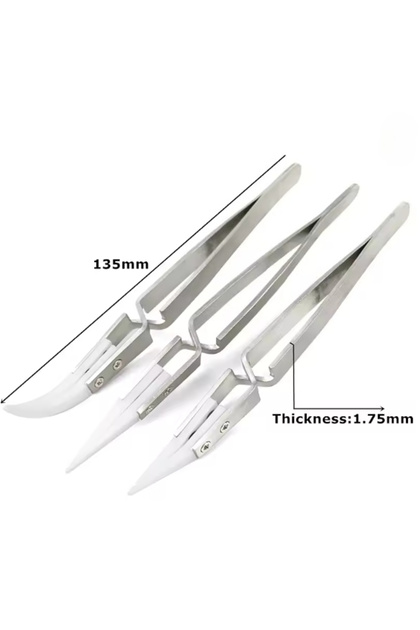 3pcs 1-3pcs Ceramic Tip Labor-saving Electronic Soldering Tweezers, Anti-Static Reverse Acid Resista