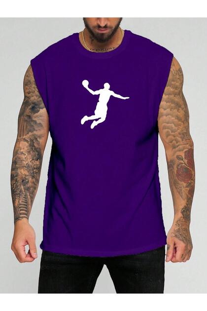 Basketball Character Printed Sleeveless T-Shirt