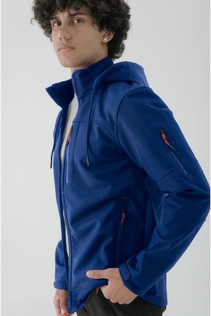 Erkek Çıkarılabilir Kapüşonlu Softshell Mont Renk: SAX MAVİSİ