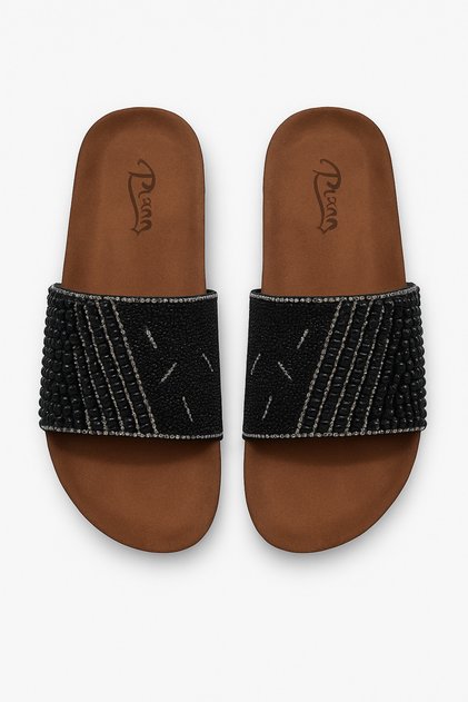 064 Black Bulk Stone Stylish Daily Women's Slippers
