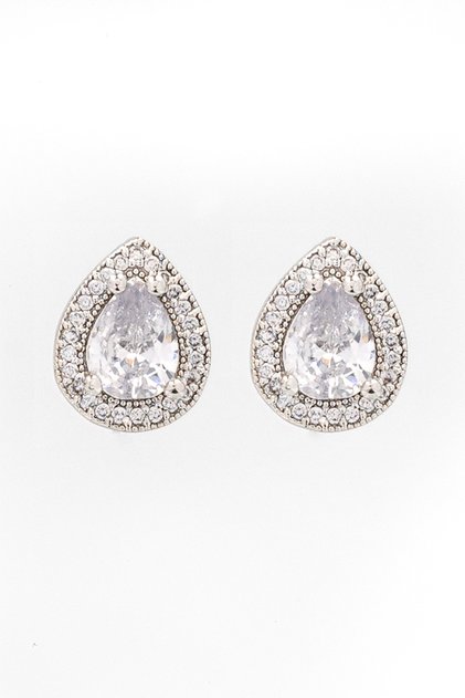 Zircon Cubic Zirconia White Drop Stone Earrings