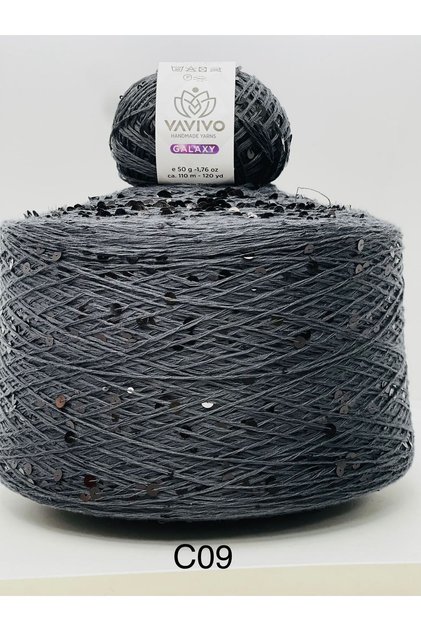 50GR VAVIVO GALAXY 3+6 MM İRİ PULU PAYETLİ EL ÖRGÜ İPİ VE ÇANTA İPLİĞİ 50GR