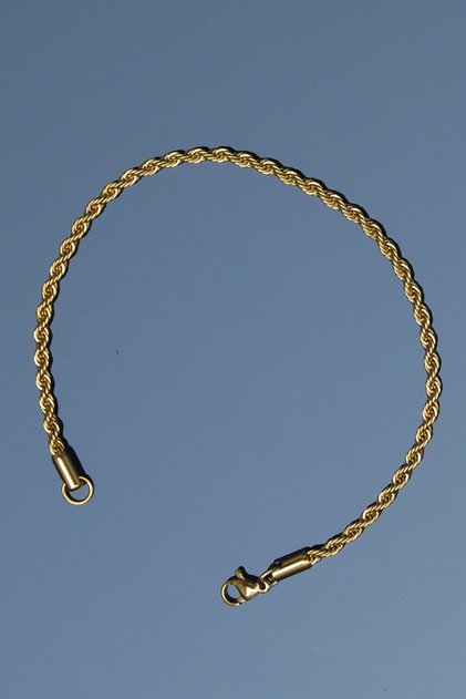 Çelik Burgu Halat Bileklik 3 Mm Altın Renk | Kararmaz , Unisex , 2 Yıl Garantili