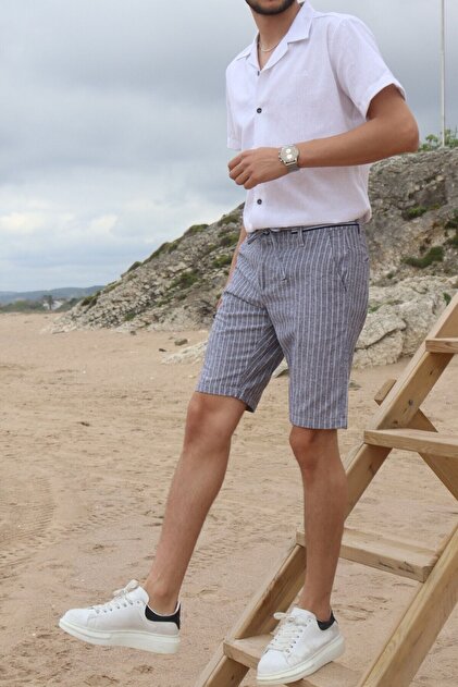 Men's, Summer, Waist Lace-up, Cotton, Linen Woven Shorts