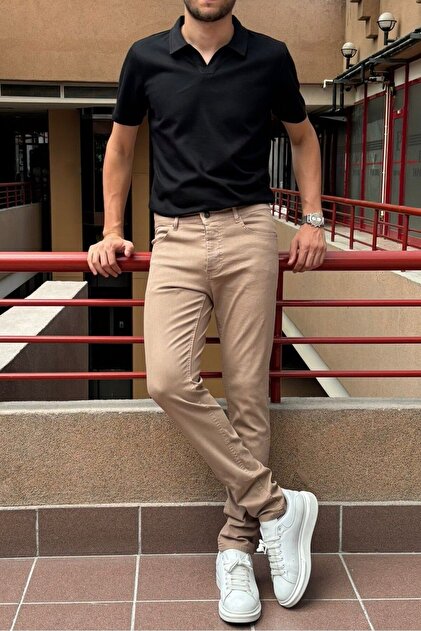 Erkek, Slim-fit, Dar Kesim, Gabardin Pantolon