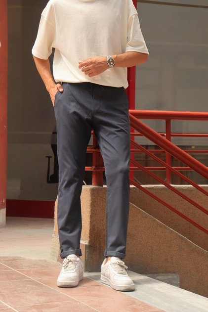 Summer Elastic Waist Sulfide Men's Trousers