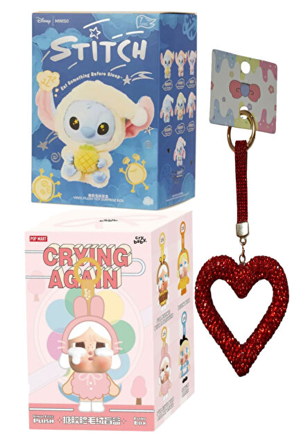 Pofika Stitch Koala Labubu + Crying Again Cry Baby Labubu +Kalp