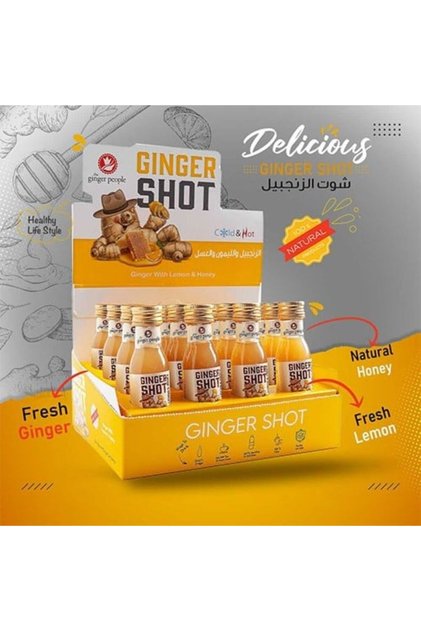 جرعة زنجبيل مع ليمون وعسل جانبي 16 قطعة 30 مل لكل منها 100% طبيعي