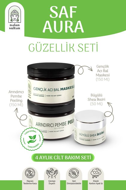 Saf Aura Güzellik Seti | Cilt Tonu Eşitleyici, Orijinal Shea Yağlı Krem, %100 Bitkisel Bakım Seti