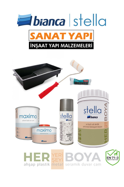 Stella Yeni Set Gümüş Mermer Efektli 1Lt