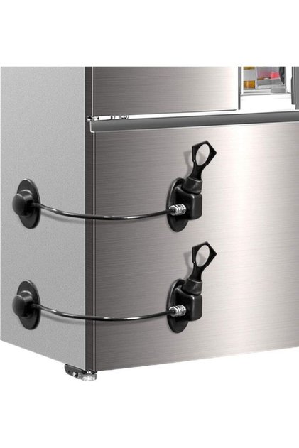XiuWoo 2-Piece Childproof Fridge Freezer Door Lock Black