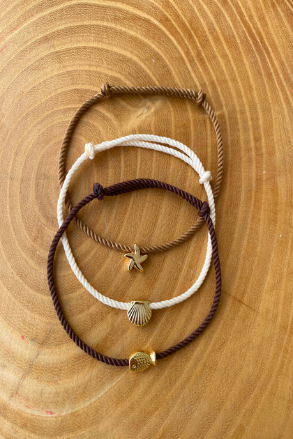Gold Figured Rope Bracelet in 3 Coffee Tones