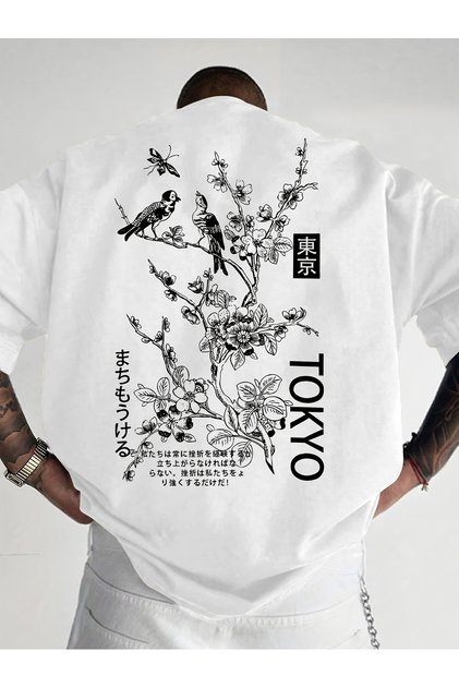Unisex Tokyo Printed Oversize T-Shirt
