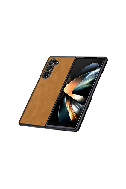 Microcase Samsung Galaxy Z Fold 7 için Deri Desenli Plastik Koruma