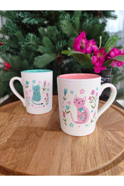 Set of 2 Espresso Cups with Cat Figure 150ml