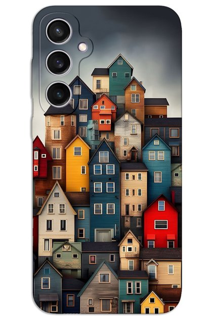 Samsung Galaxy S25 Kılıf HD Desen Baskılı Arka Kapak - Renkli Evler