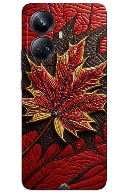 Realme 10 Pro Plus 5g Case Hd Pattern Printed Back Cover - Red Leaf