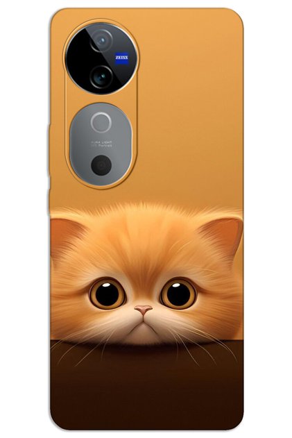 Vivo V40 Case Hd Pattern Printed Back Cover - Yellow Kitten