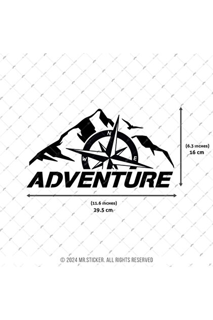 Bay Etiket CSE7 Parlak Gri Renk Adventure Yazılı Sticker - Fiyatı